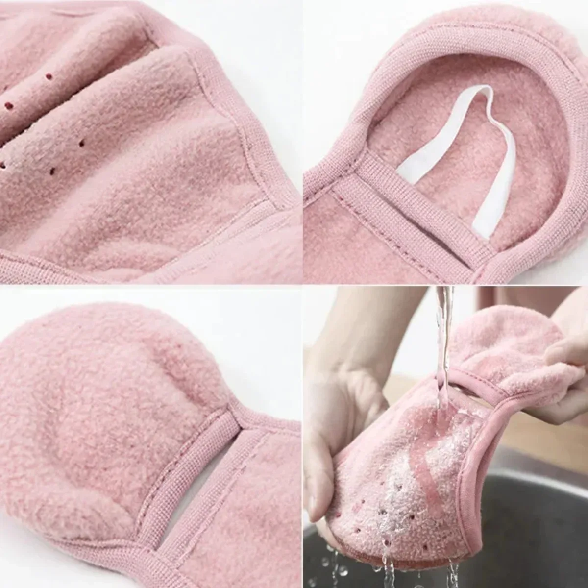 قناع شتوي 2 في 1 مقاوم للرياح مع غطاء للأذنين من الصوف السميك للدراجات النارية وركوب الدراجات وإكسسوارات الشتاء الرياضية الخارجية للنساء #5