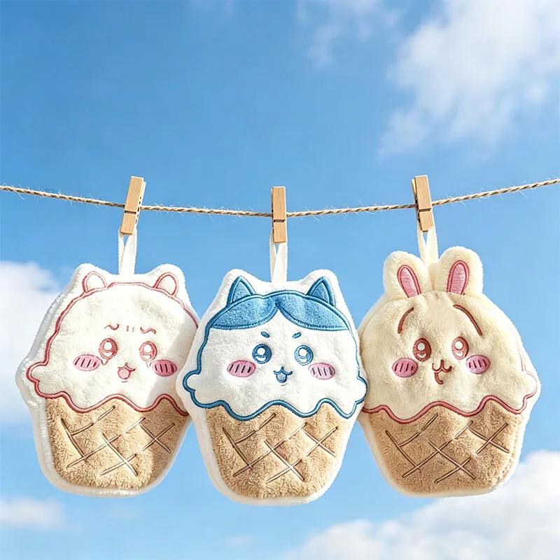 New Chiikawa Plush Face Towel Kawaii Usagi Hachiware Ice Cream Towel Ins Korean Cartoon Anime Friend Birthday Gift