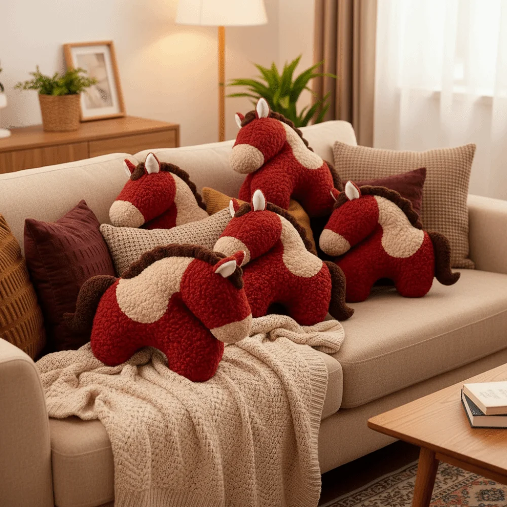 48*48cm Year of The Horse Cushion Material Irregular Shape Irregular Pillow Comfortable Creative Spring Festival Decoration