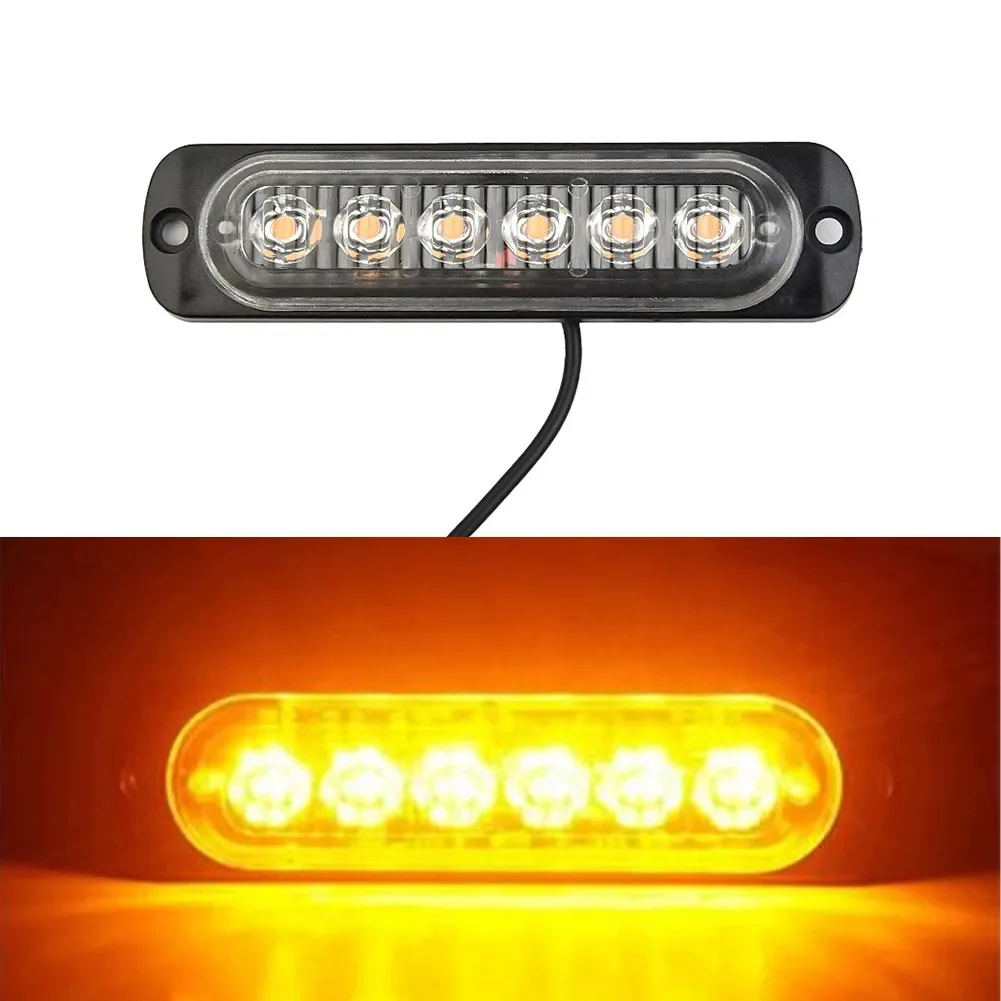 

12V-24v Led Light Bar Amber Car Truck Side Marker Light Turn Light Bar Indicators Lamp Hazard Beacon Warning Lamp 6-led 18W