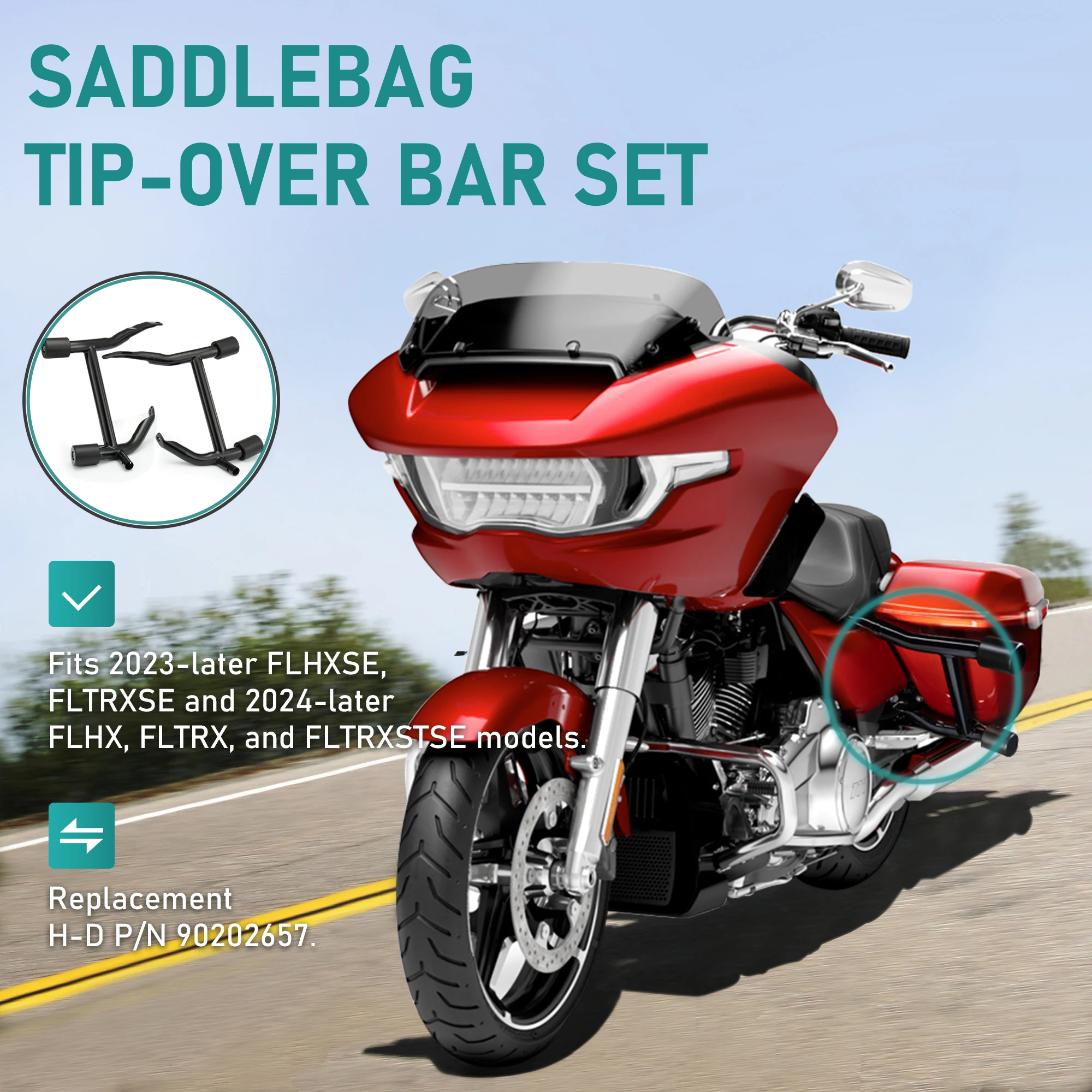 Mokitdora Saddlebag Guard Rear Crash Bars for Harley 2023-2025 Street Glide Road Glide FLHXSE FLTRXSE FLHX FLTRX FLTRXSTSE 2