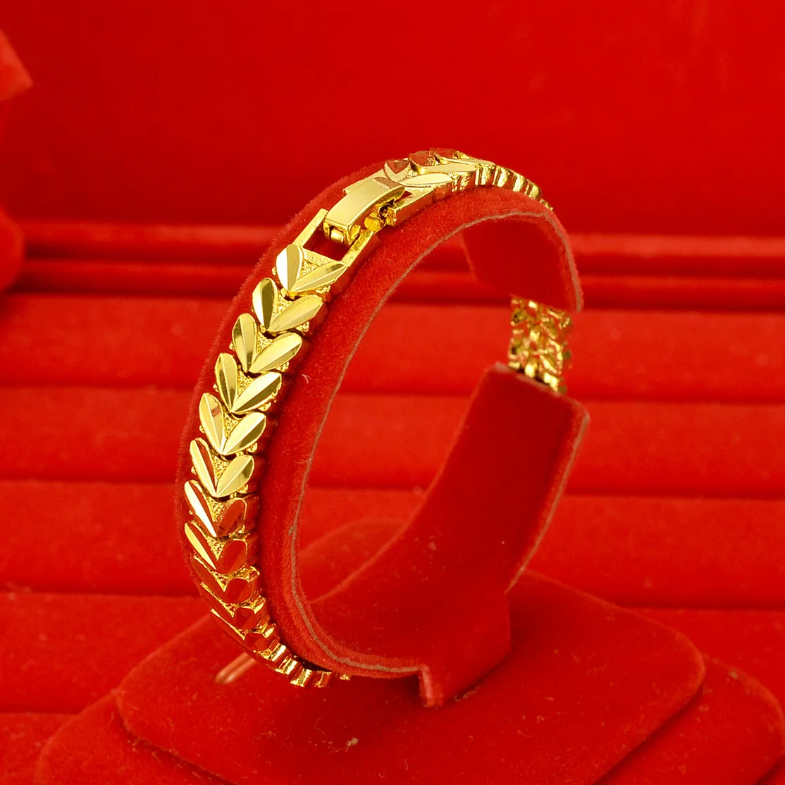 ShinyGold Women's 24K Gold AU999 Double Heart Rotating Engine Turned Bracelet | Enamel Hearts In Gradient Tones, Ethnic Allure