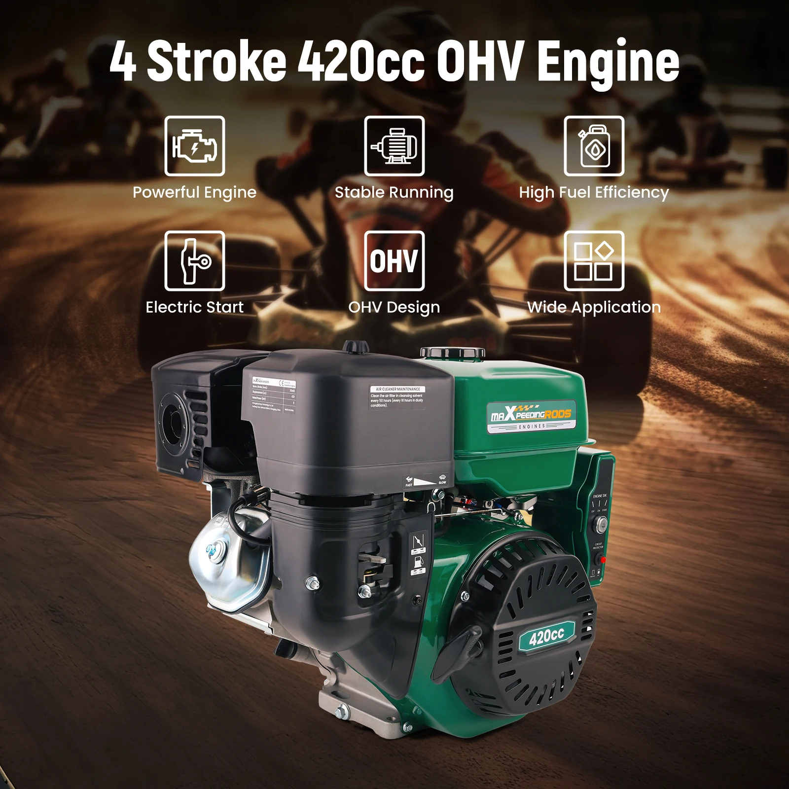 15HP/8KW Petrol Powerful Engine 4 Stroke 420cc Horizontal Recoil/Electric Start