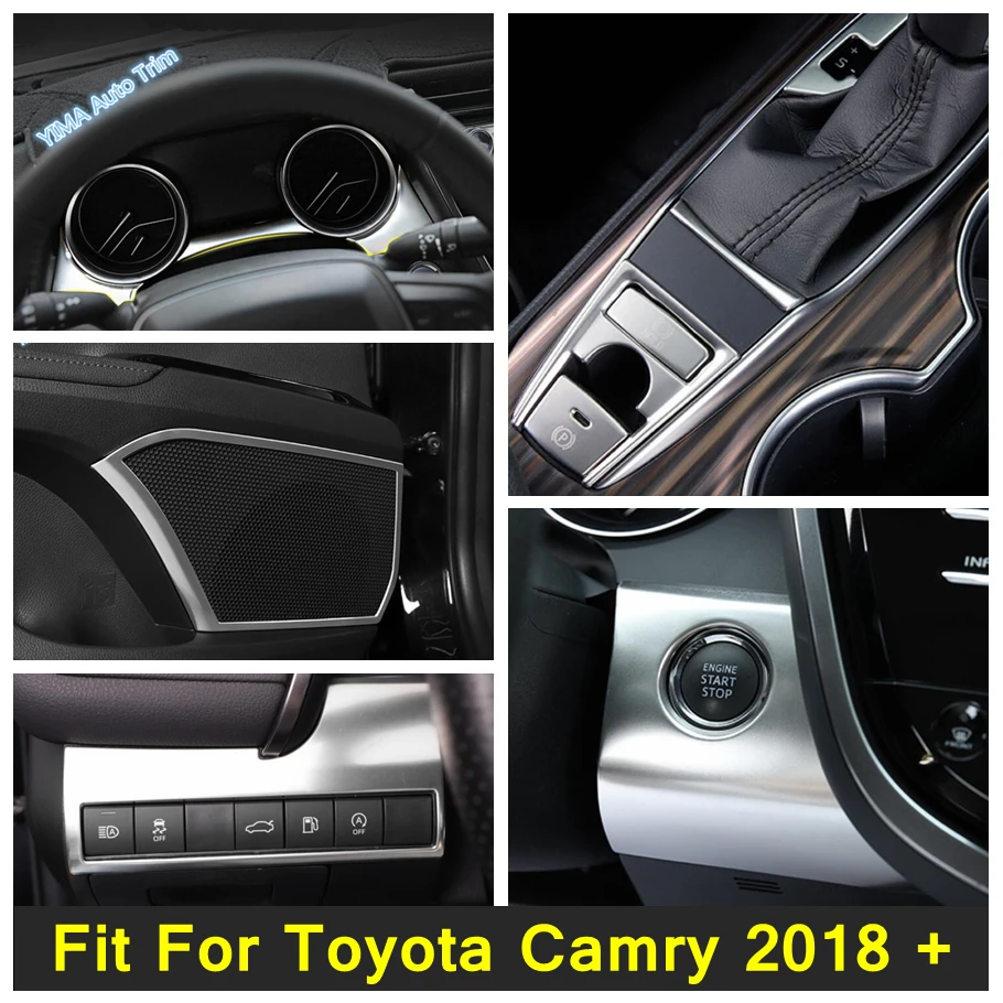 

Engine Start Stop Switch / Dashboard Frame / Head Lights Button Decor Cover Trim Silver Accessories For Toyota Camry 2018 - 2023