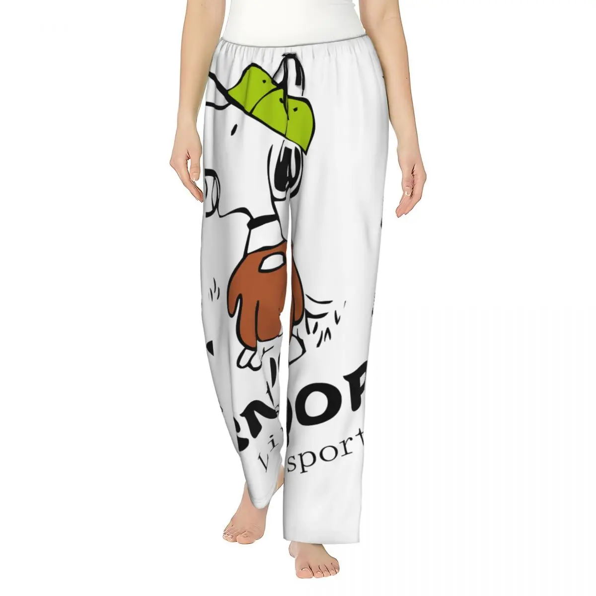 

Custom Cartoon Snoopy Woodstock Anime Dog Pajama Pants Women's Sleepwear Lounge Sleep Bottoms Stretch with Pockets
