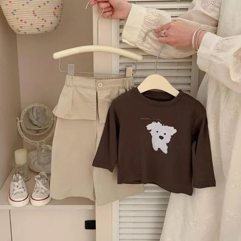 2026 Autumn New Children Loose Trousers Solid Girls Ruffle Straight Leg Pants Toddler Casual Pants Fashion Kids Clothes