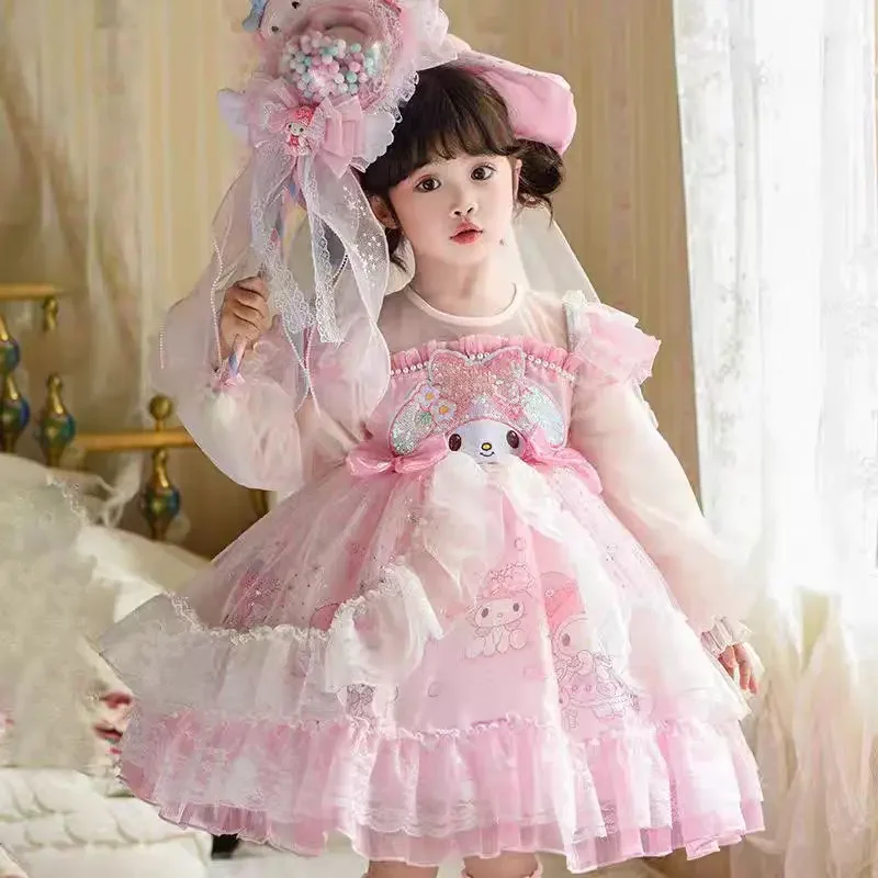 

Sanriou Girl Clothes Long Sleepes Girl Dresses Baby Girl One-Piece Dress Children's Dresses My Melody Cinnamoroll Birthday Gift