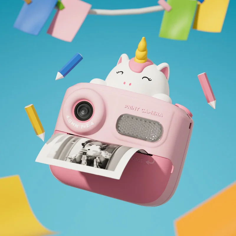 Aparat fotograficzny dla dzieci Mini drukarka przenośna termiczna natychmiastowy druk fotograficzny dla dzieci podwójny aparat HD 4800W zabawka edukacyjna prezent