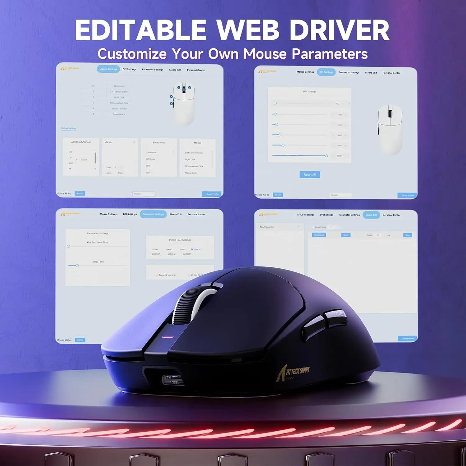 ماوس ألعاب لاسلكي Attack Shark X8 PRO 8K، مستشعر PAW3395PRO 40K DPI، شريحة Broadcom BK52820 ثلاثية الوضع، ماوس مريح Superlight #2