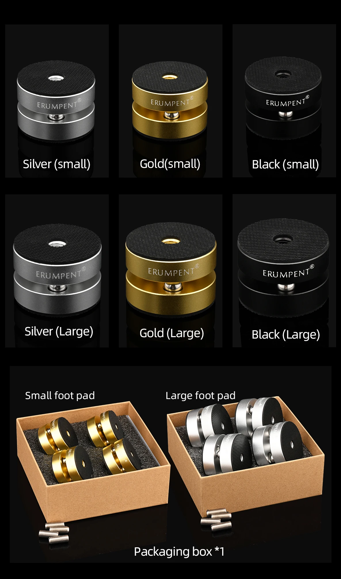 4 Stück hochwertige audiophile Stoßdämpfer Pad Stahlkugel ständer Füße Lautsprecher Stabilisator CD-Verstärker Spikes Stand Füße Pad – Detail 9