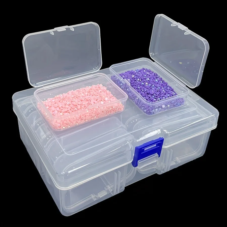 10/19/24/30 Grids DIY Beads Diamond Paint Crafts Transparent Plastic Storage Box, Art Embroidery Jewelry Accessories  Box