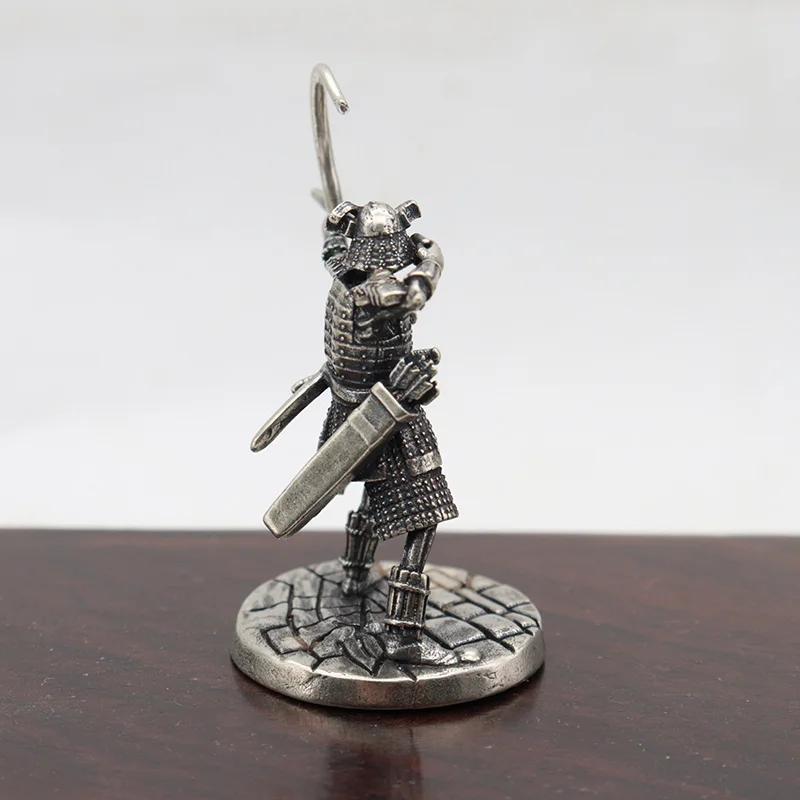 Vintage White Brass Japanese Shogunate Skeleton Warrior Archer Soldier Figurines War Chess Pieces Small Ornament Home Decoration view 4