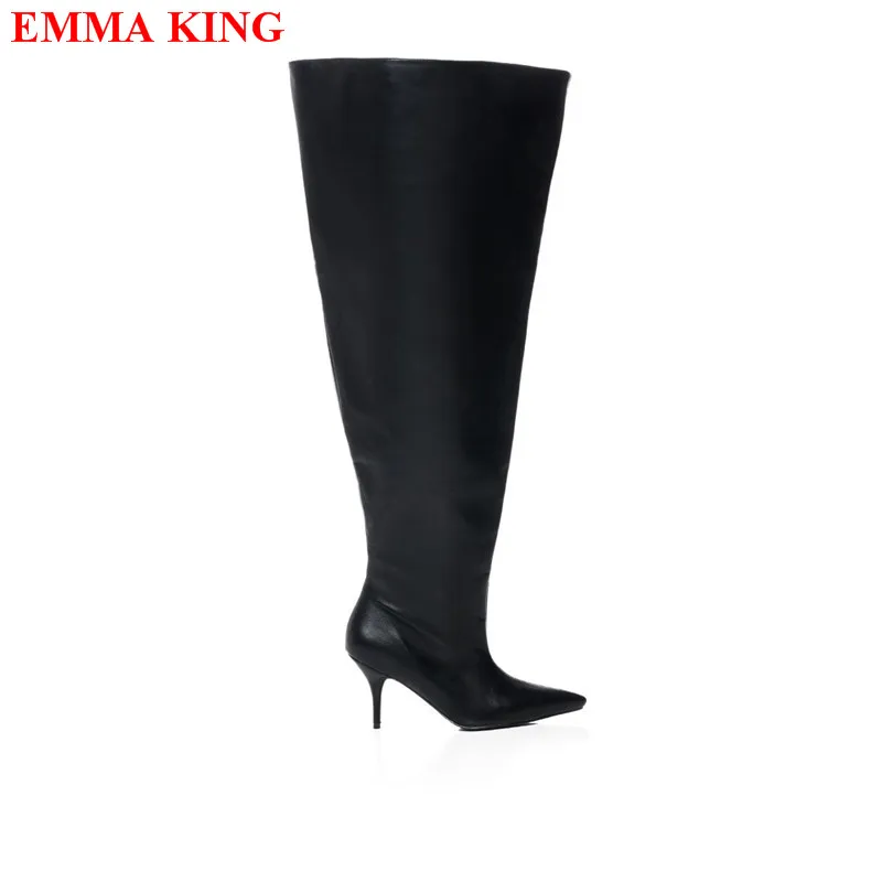 Women\'s Camouflage Over The Knee Boots Pointed Toe Slouchy Wide Thigh High Boots Fashion High Heels Stiletto Party Shoes Woman