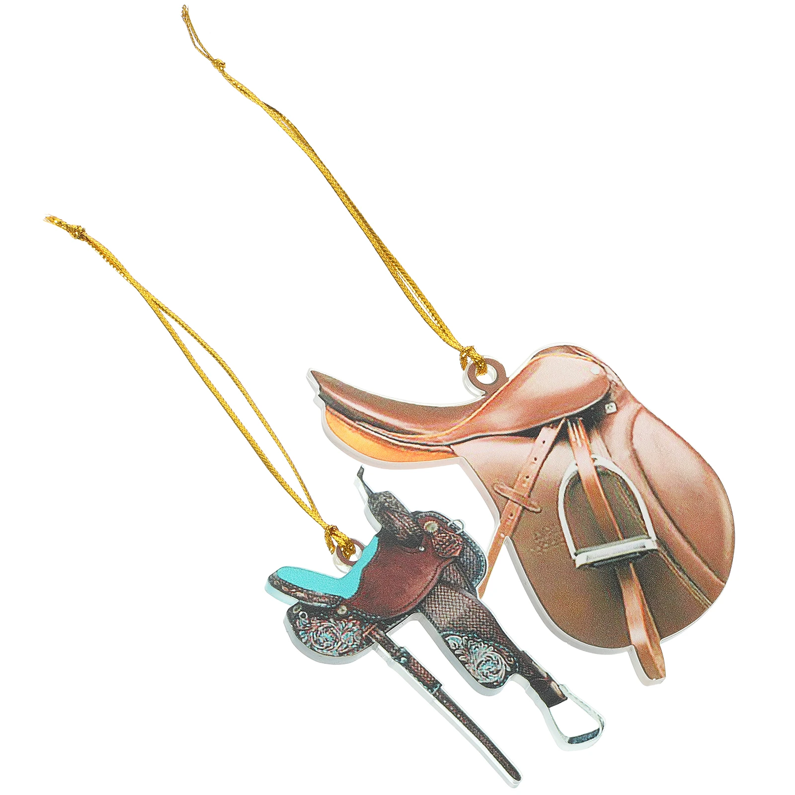 

2Pcs Horse Saddle Pendant Car Hanging Ornament Mirror Decoration Rear View Accessories Western Style Saddle Home Office Decor