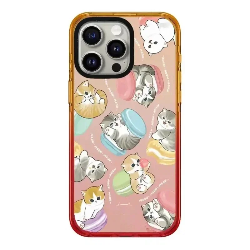 

Cuta Cat Peach Gradient Border 2.0 Acrylic Phone Case Cover for IPhone 11 12 13 14 15 Pro Max Case