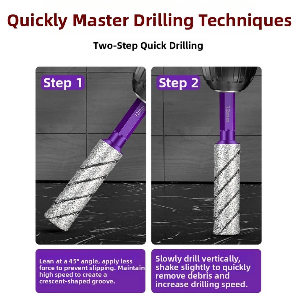 

2-in-1 Diamond Drill Bit Set 5pcs Hex Shank For For Tile Glass Granite Marble Dry Wet Drilling Hole DIY Hand Tool Kit