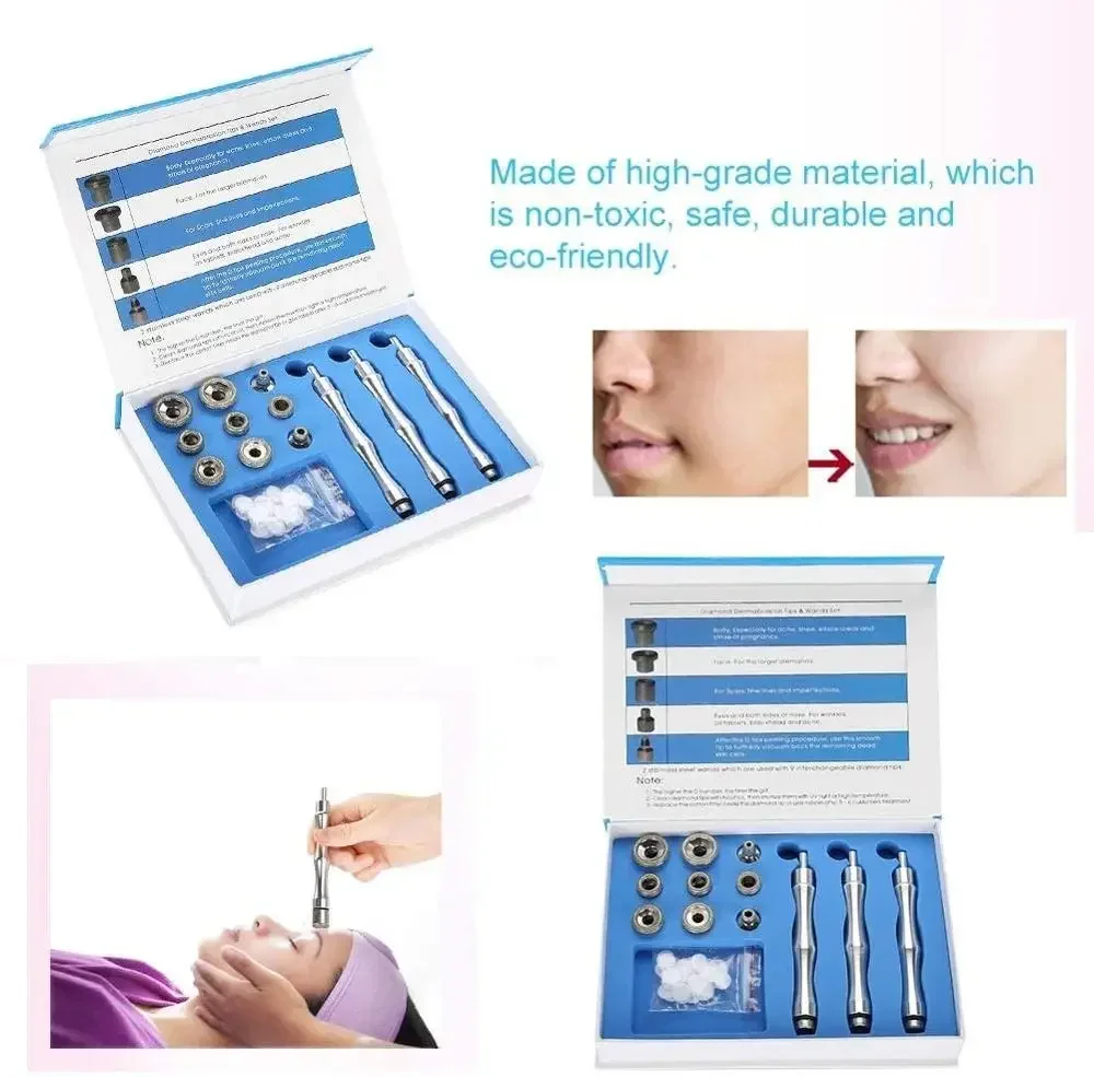 Diamond Dermabrasion Tips Microdermabrasion Machine Accessories Dermabrasion Tool Microdermabrasion Replacements 9 Tips 3 Wands