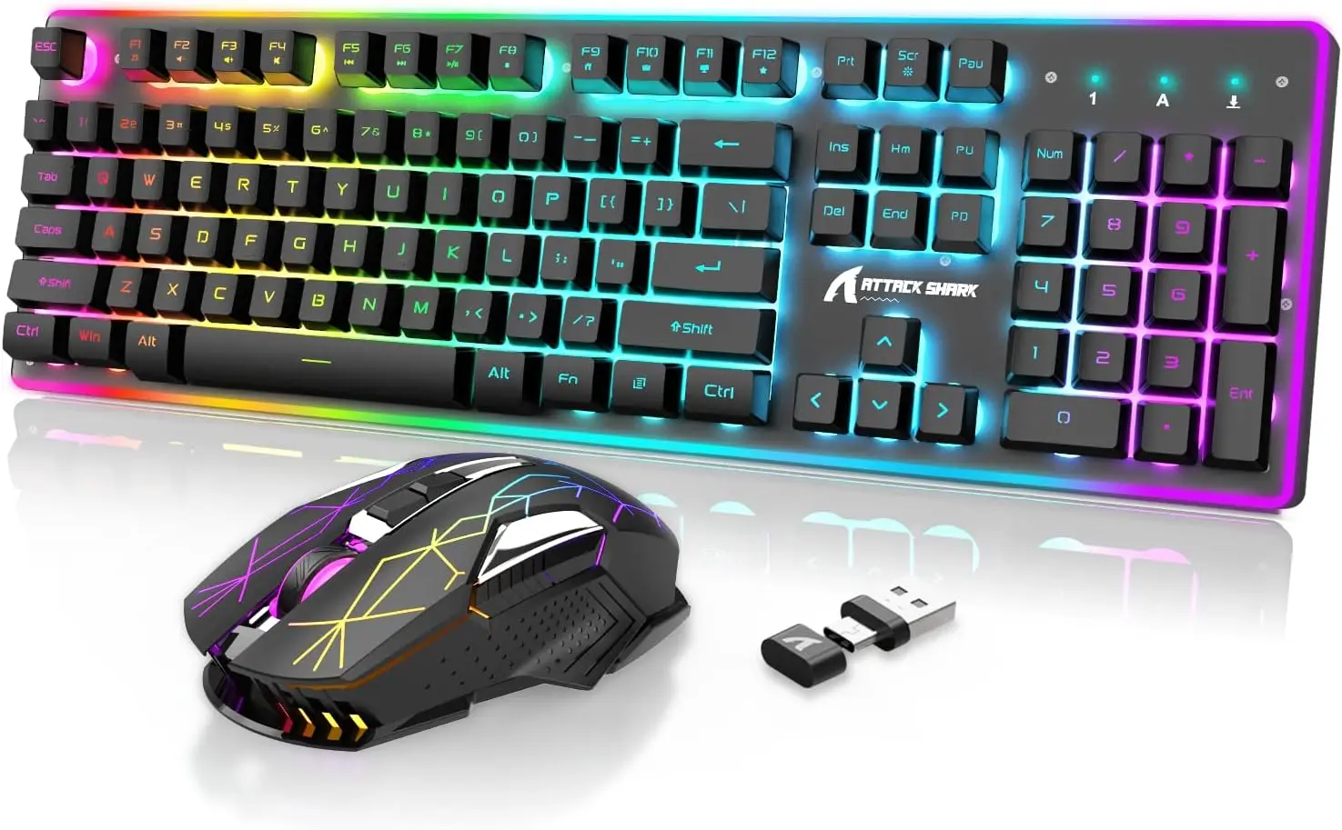 

Wireless Gaming Keyboard & Mouse Combo, 2.4G/USB-C, RGB Backlit, Rechargeable, Silent Mouse, for PC Mac Tablet