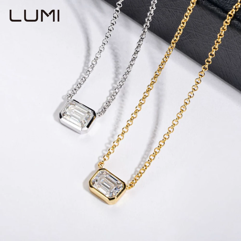 

Big Hit 1cctw Emerald Cut Moissanite S925 Silver Pendant Necklace for Fashionable Simple Office Lady Commuting Accessory