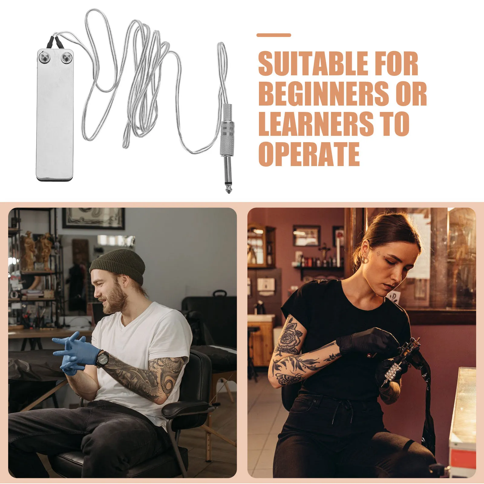 

Металлическая серебристая квадратная педаль-переключатель для тату-машинок, миниатюрная, компактная, с нескользящим покрытием, с кабелем управления питанием для профессиональных тату-аппаратов