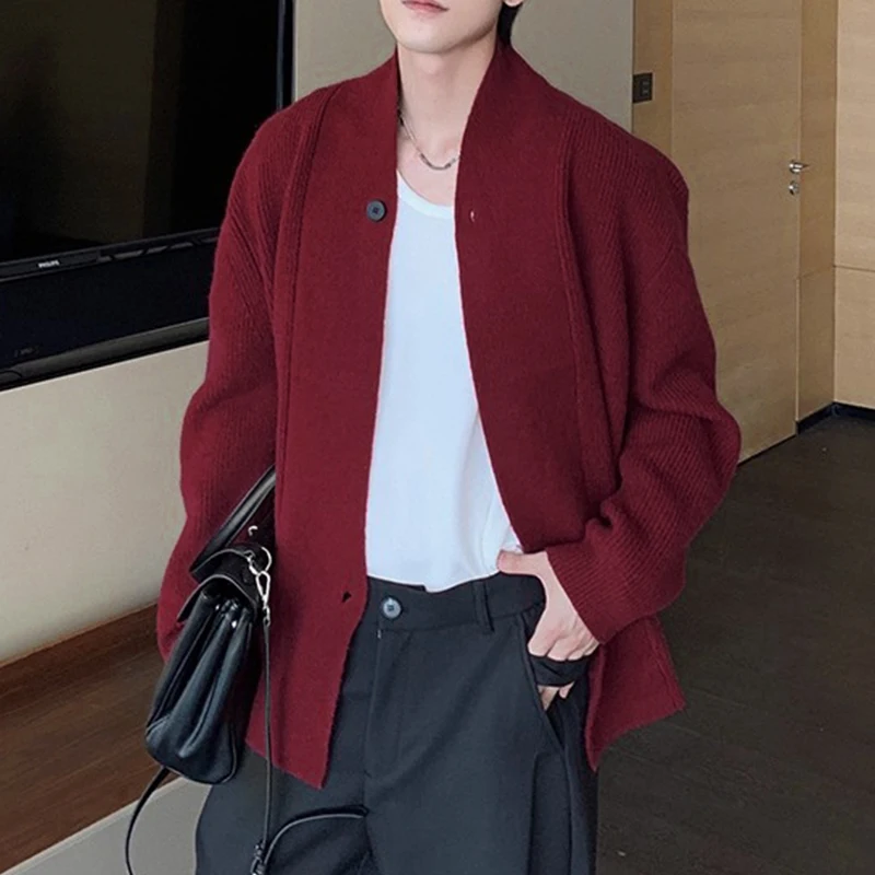 INCERUN Men Cardigan Patchwork Lapel Long Sleeve Knitted Casual Sweaters Men Streetwear 2025 Spring Autumn Fashion Sweater Coats