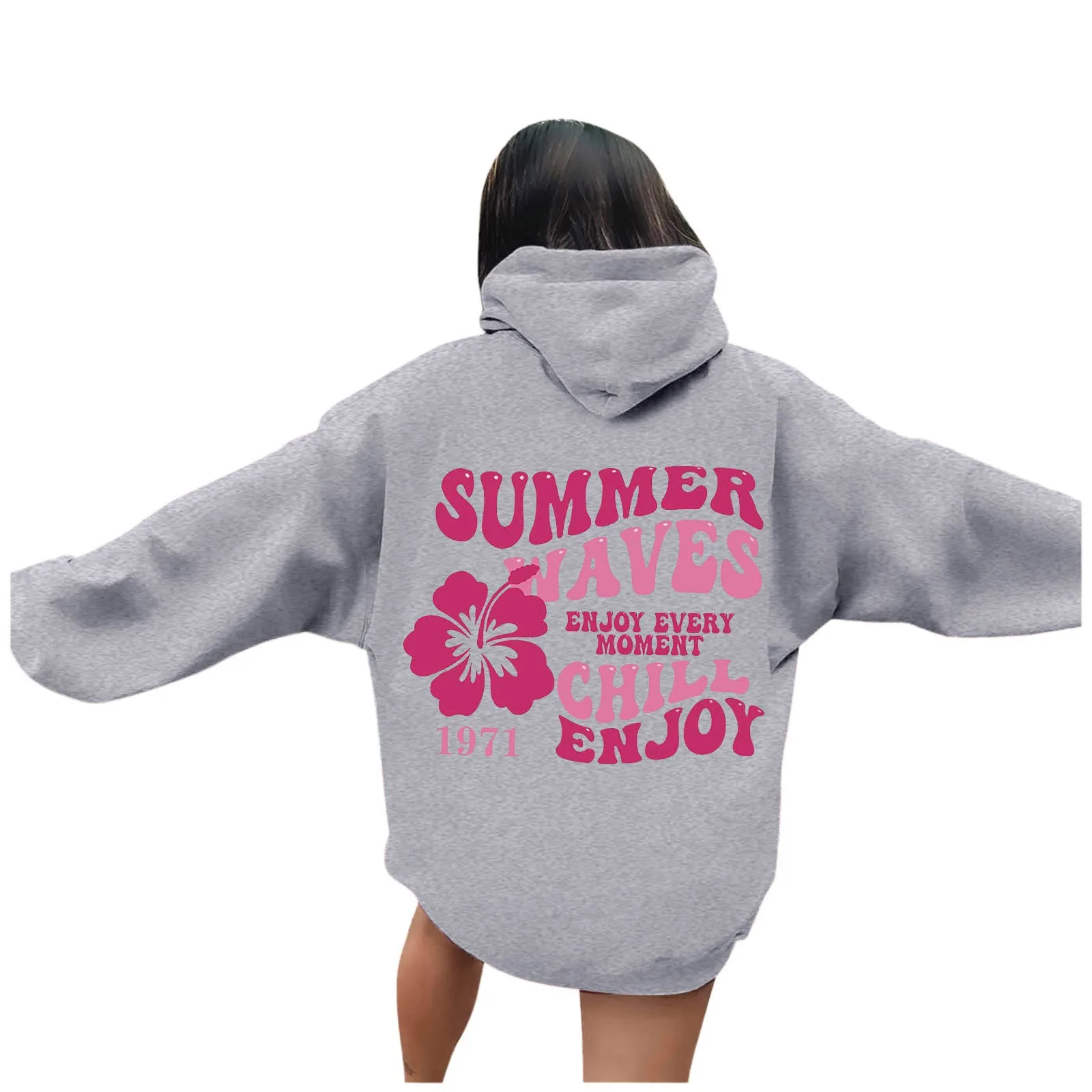 Women's Letter Printed Sweatshirt With Loose Shoulder Sleeves And Classic Pockets, Casual And Fashionable Pullover Sweatshirt