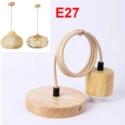 Modern Wooden Pendant Light E27 Lamp Holder Simple Single Head Bedroom Living Room Dining Room Bar Hanging Line Light