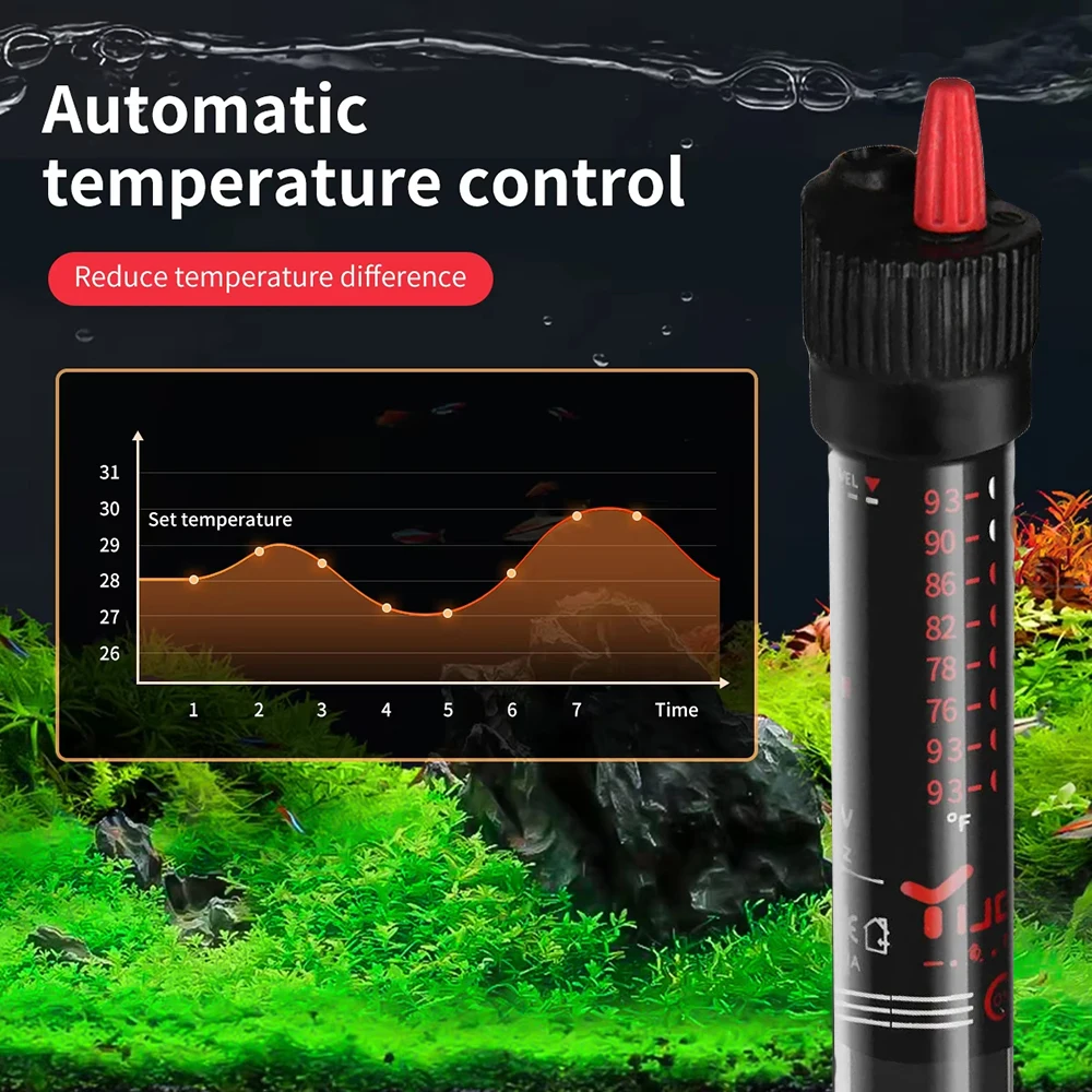 Submersible Aquarium Heater With Protective Cover 200W Adjustable Fish Tank Heater Suitable For Marine Saltwater and Freshwater