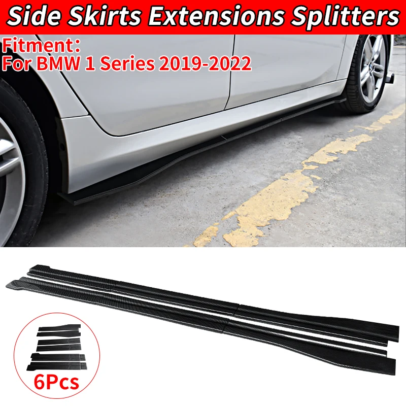 Car ABS Plastic Accessories Side Skirts Extension Rocker Panels Lip Bumper Personality Modification For BMW 1 Series 2019-2022