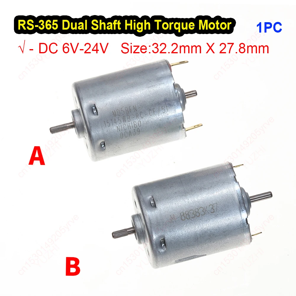 365 Dual Shaft Carbon Brush High Torque Motor DC 6V-24V 11200RPM High Speed Sweeper Side-sweeping Roller Brush Motor Toy Model