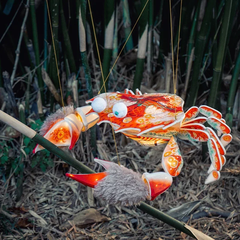 Crab lamp handmade DIY material package lantern bamboo flower lamp antique Chinese portable