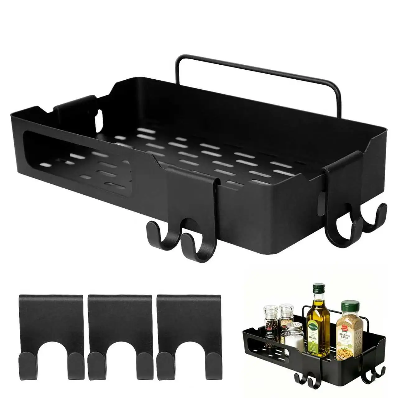 Toilet Storage Rack Non Perforated Wall Storage Rack Stainless Kitchen Storage Bathroom Shower Rack Holds Shampoo Soap