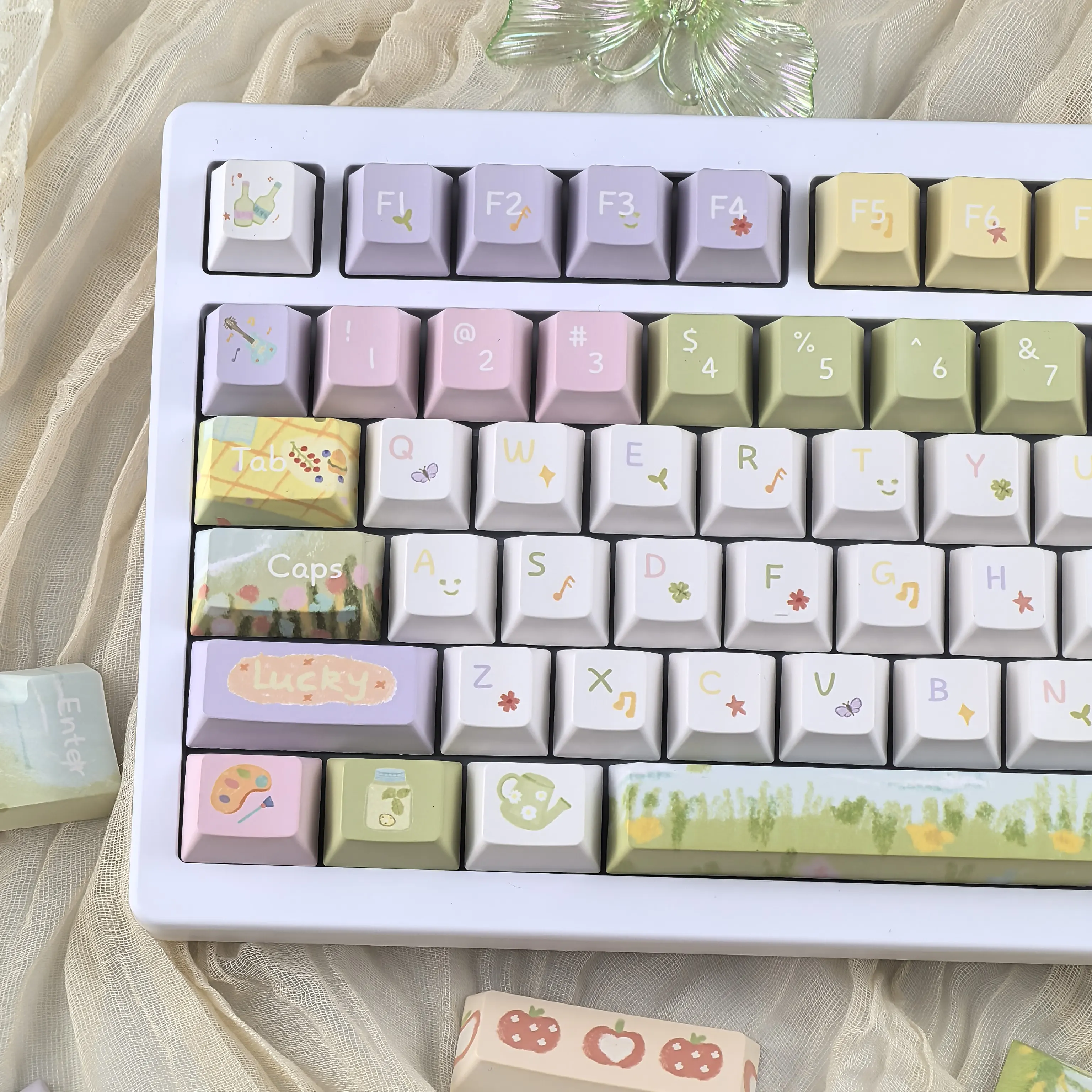 

MAIMOOO Keycap Russian & Koreanspringtime Illustrations Colorful Cherry Pbt Aula Ajazz Custom Keyboard Keycaps