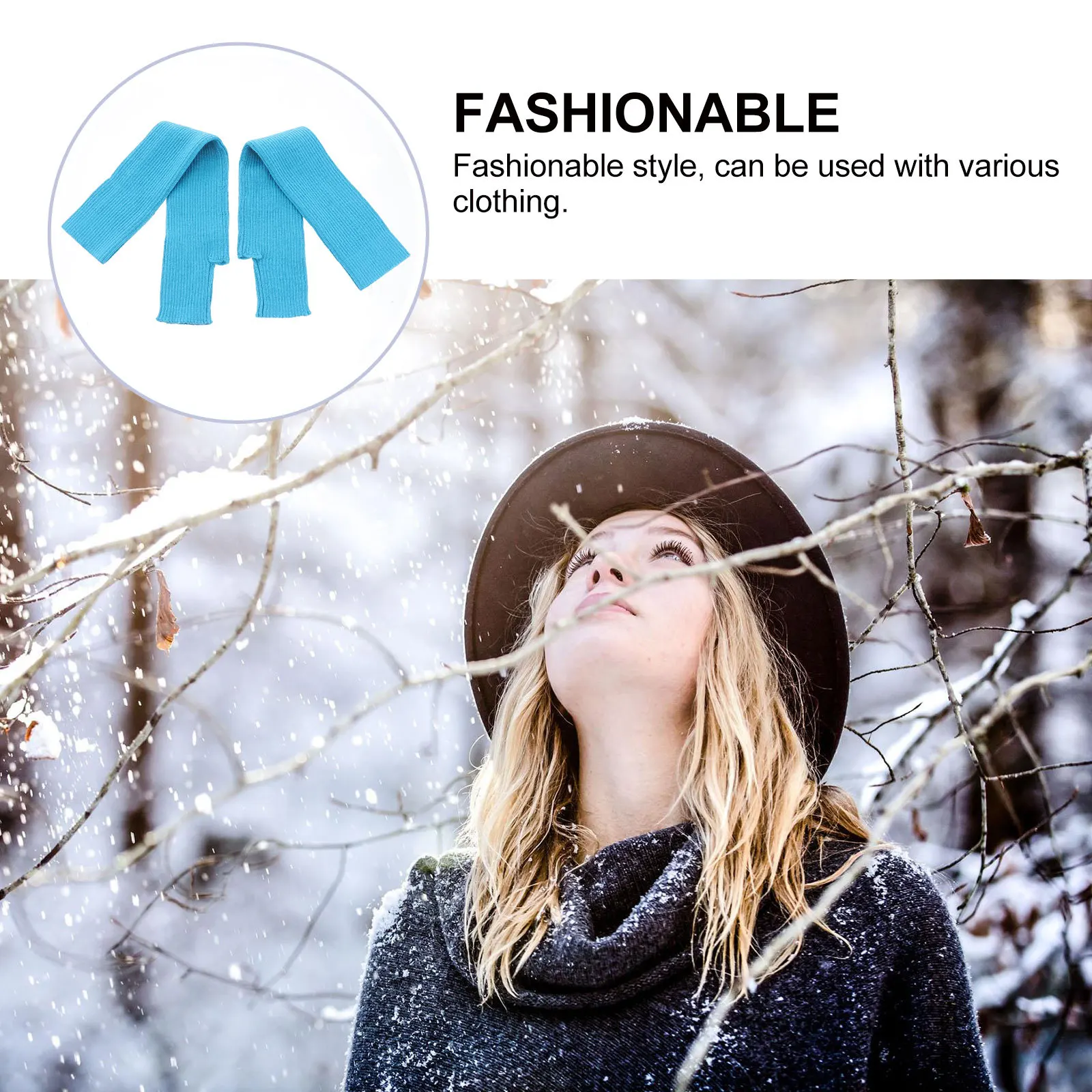 

1Pair Warm Gloves Oversleeves Wool Thumb Hole Arm Warmers Winter Long Fingerless Gloves Women Outdoor Cold Weather