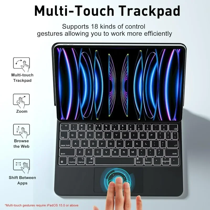 Magic Keyboard Ipad Cover Magnetic Keyboard for iPad Pro 11 Slim Cover Multi-Touch Trackpad for 10.9-inch Magic Keyboard