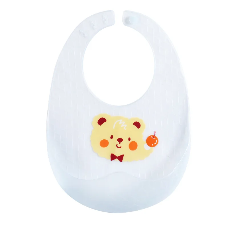 New Cartoon Silicone Waterproof  Baby Bib Newborn To Feeding Children 3D Stereoscopic Adjustable Snap Button Soft and Wash Free