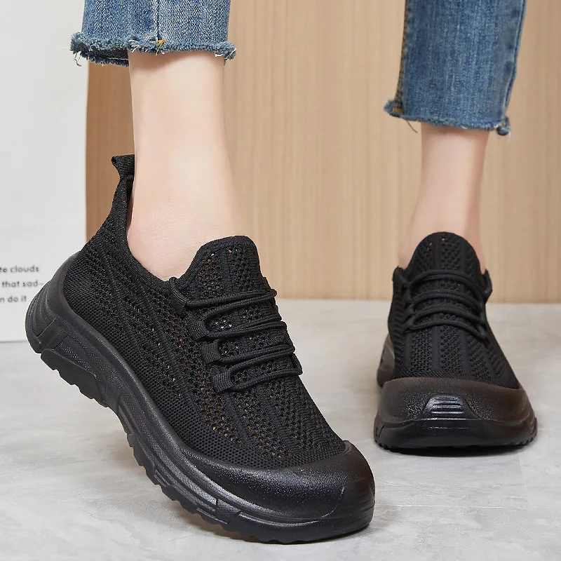 

2025 Summer Mom Shoes Breathable Mesh Walking Sandals Platform Soft-Sole Non-Slip Cap Casual Comfortable Footwear for Women