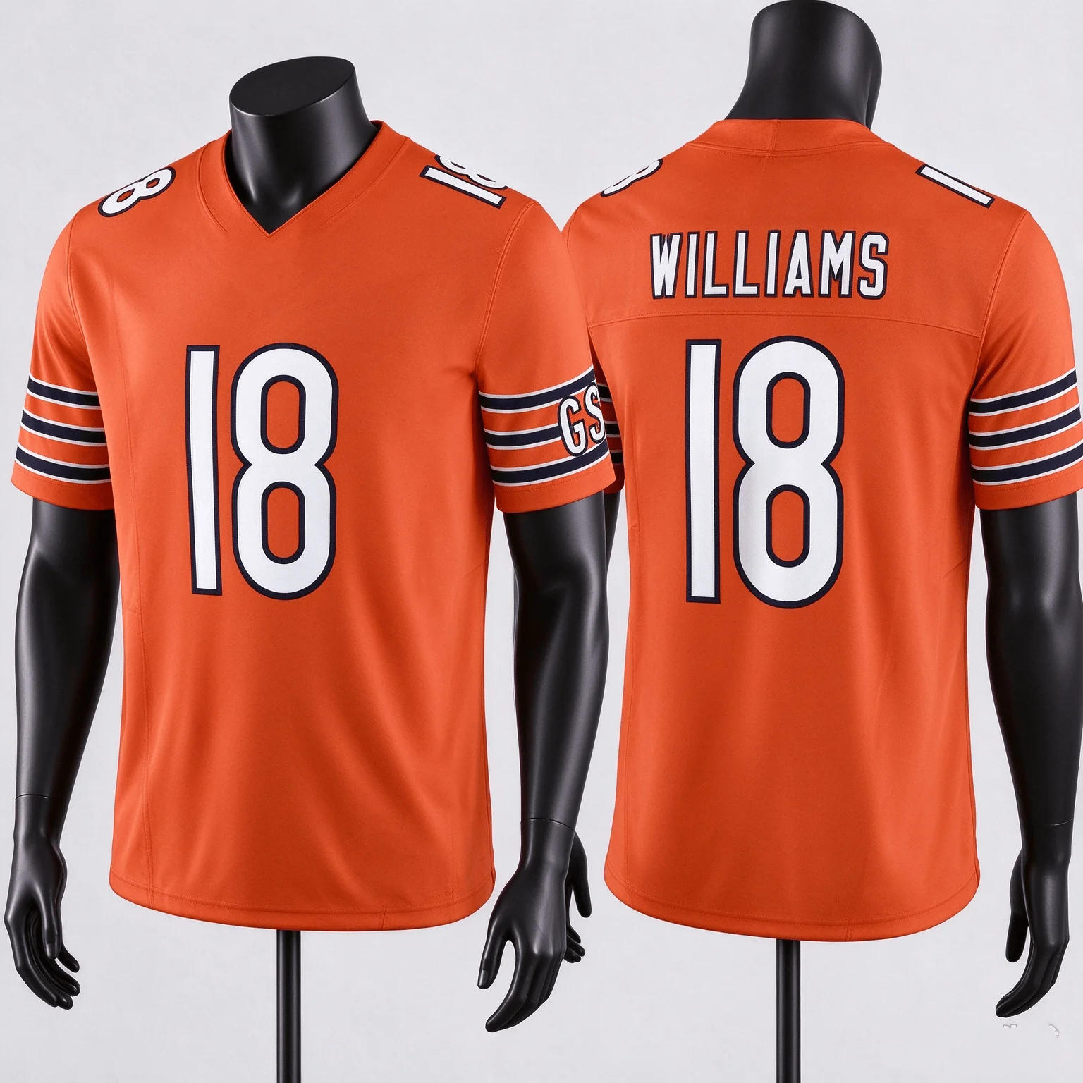 2026 Williams #18 Football Jersey 3D Print V-Neck Short Sleeve T-Shirt Breathable Sports Training Chicago Bears Family Matching