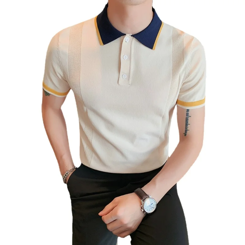 2023 Summer Men's Short Sleeve Top Outdoor Sports Golf Threaded Casual T-Shirt