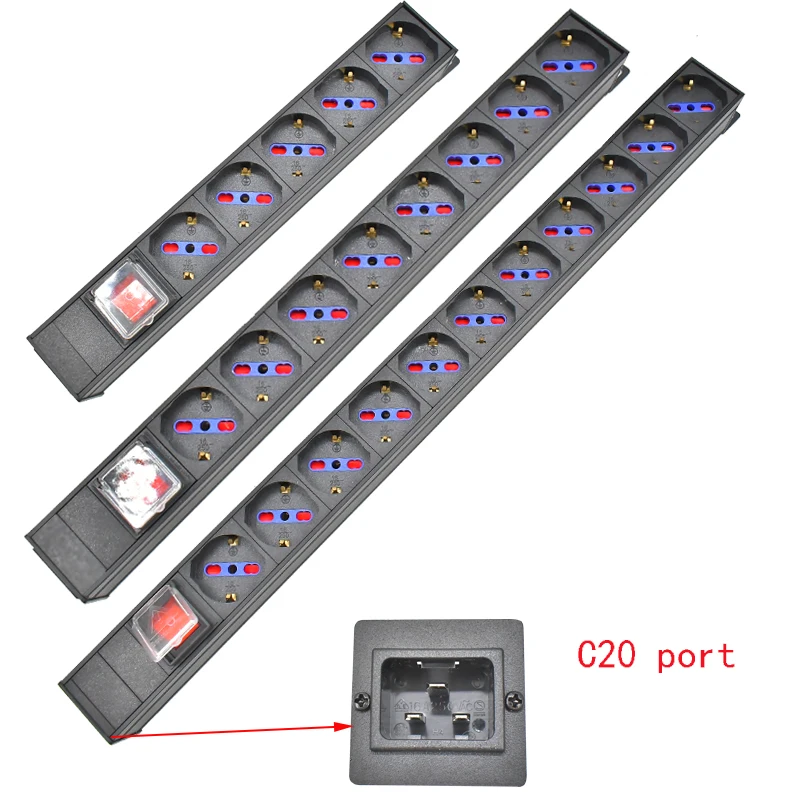 

PDU Power Strip Distribution Unit Cabinet C20 port EXTENDER 1-11Way German Italy Socket Aluminum alloy shell