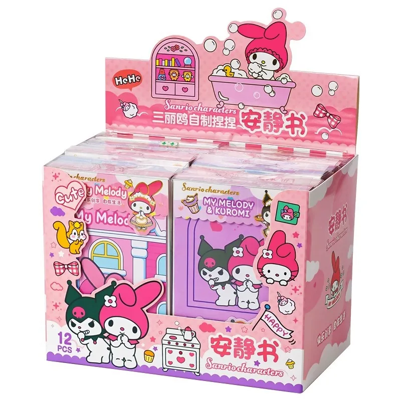 Sanrio Kawaii Reusable Cartoon Sticker Book for Kids Multiple Scenos DIY Puzzle Game Educational Learning Classic Toys for Child