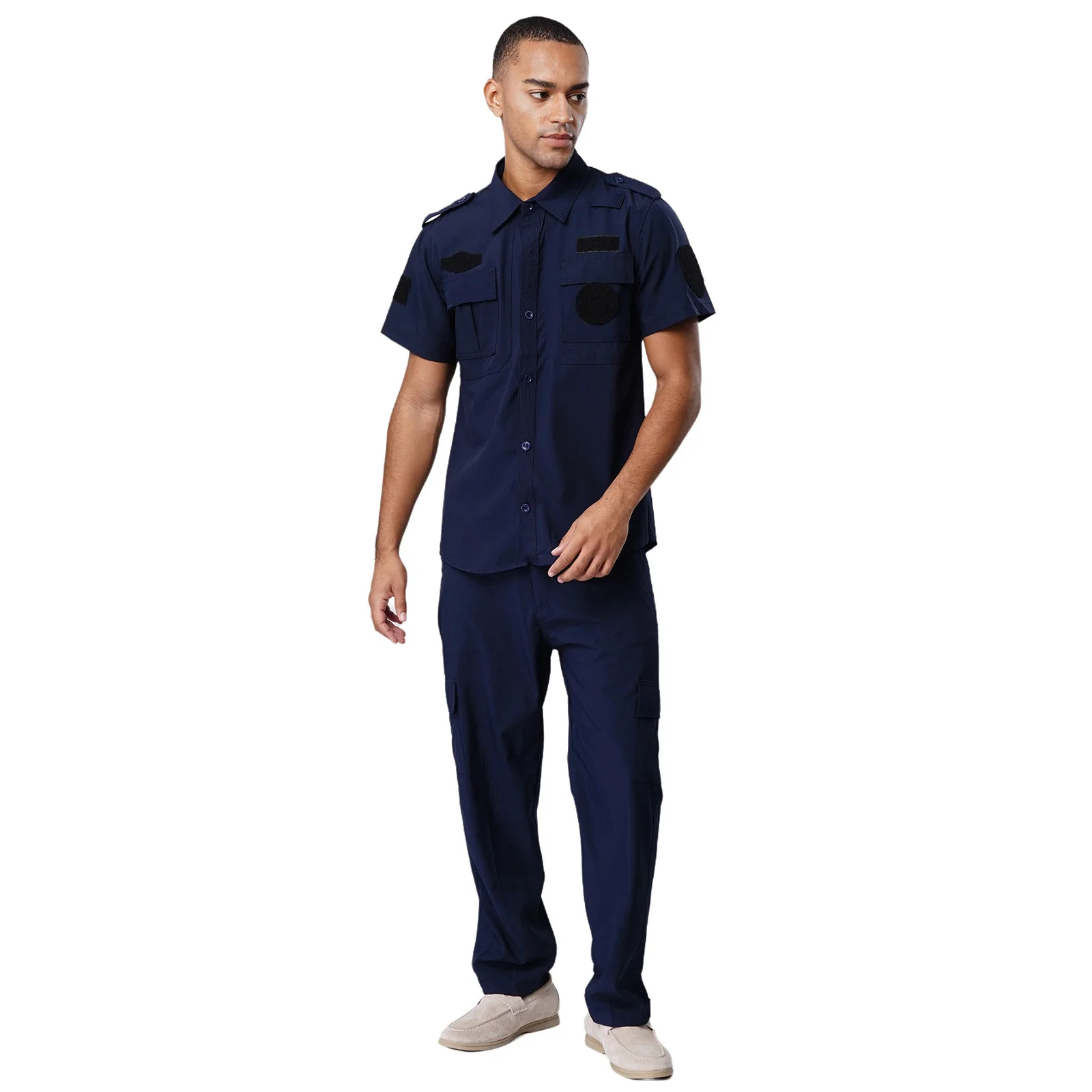 

#165-195 Men Drillmaster Security Guard Uniform Short/Long Sleeve Shirt And Long Pants Quick-drying Outfits for Daily Work