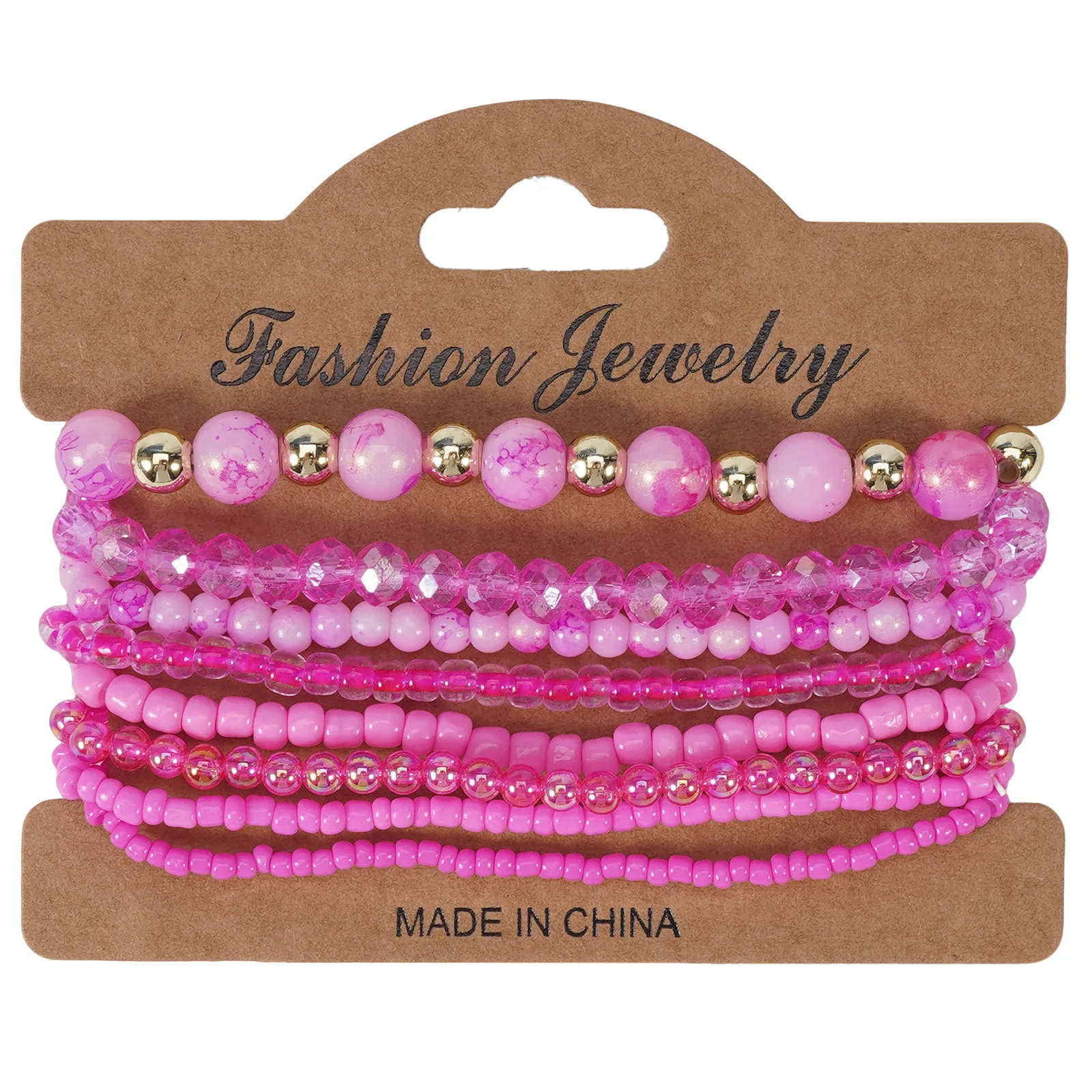 6PC Boho Layered Beaded Bracelet Set, Multicolor Adjustable Gift