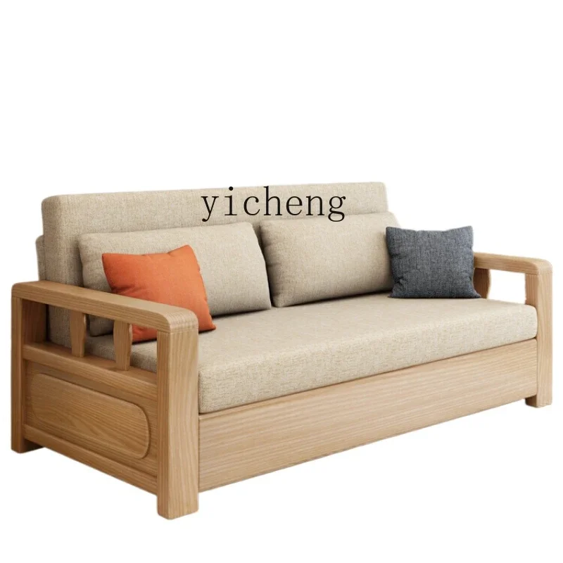 

ZK fabric sofa bed sitting and lying dual-purpose solid wood foldable retractable living room multi-functional single double