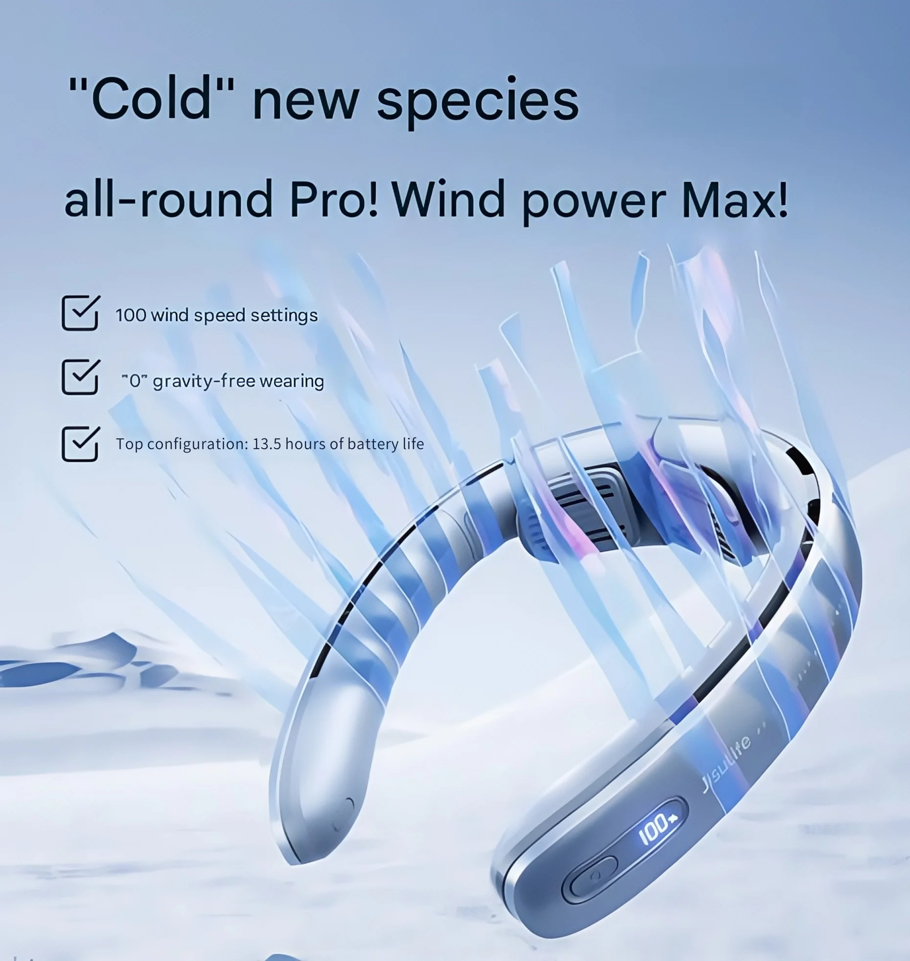 

Small fan portable small USB charging mini lazy neck hanging neck leafless turbine light sound wearable adjustable