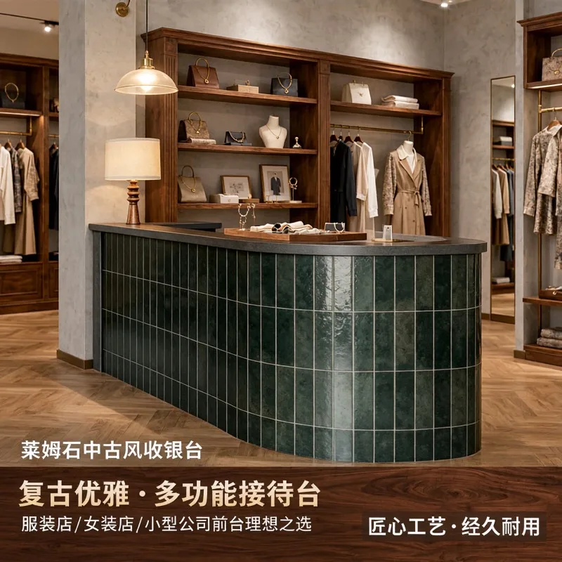 Medieval style checkout page Clothing store Bar counter Women's clothing store Counter store Small company Reception desk