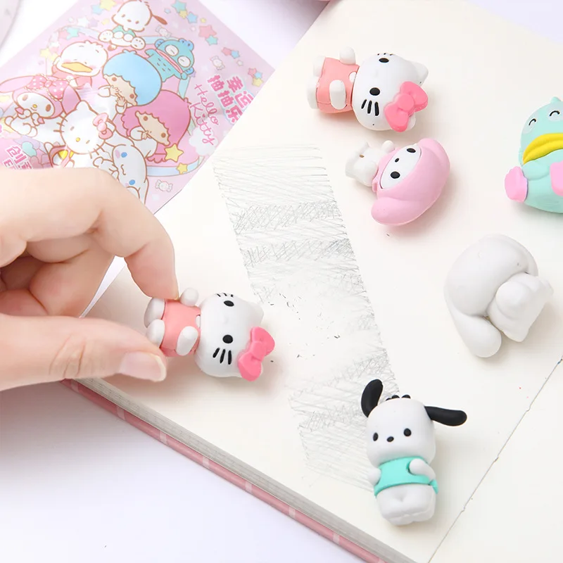 32Pcs Sanrio Pokemon Figure Pencil Eraser Blind Box Hello Kitty Kuromi Melody Pikachu Erasers Student School Stationery Gifts image 6
