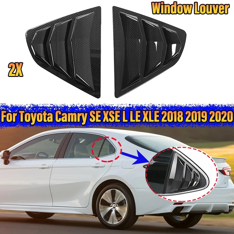 

ABS Quarter Rear Side Window Louvers Spoiler Cover Trim For Toyota Camry SE XSE L LE XLE 2018 2019 2020 Air Outlet Shutter