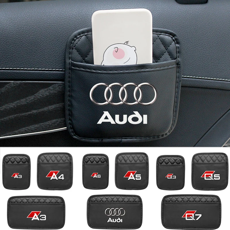 Car Seat Organizer PU Leather Console Pocket Storage Box Cap For Audi Sline A6 A3 A4 A5 RS3 RS4 RS5 A7 Q5 Q3 Q7 Auto Accessories