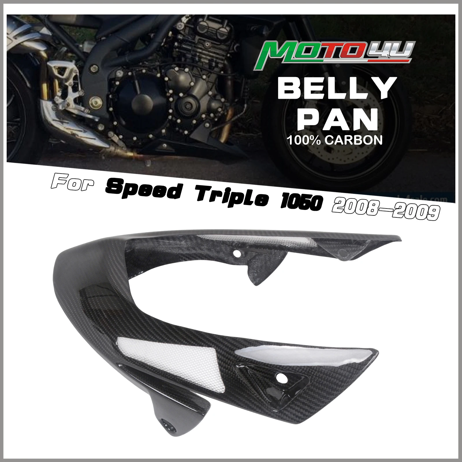 Carena Inferiore in Fibra di Carbonio 100% per Triumph Speed Triple 1050 2005-2010, Spoiler Moto